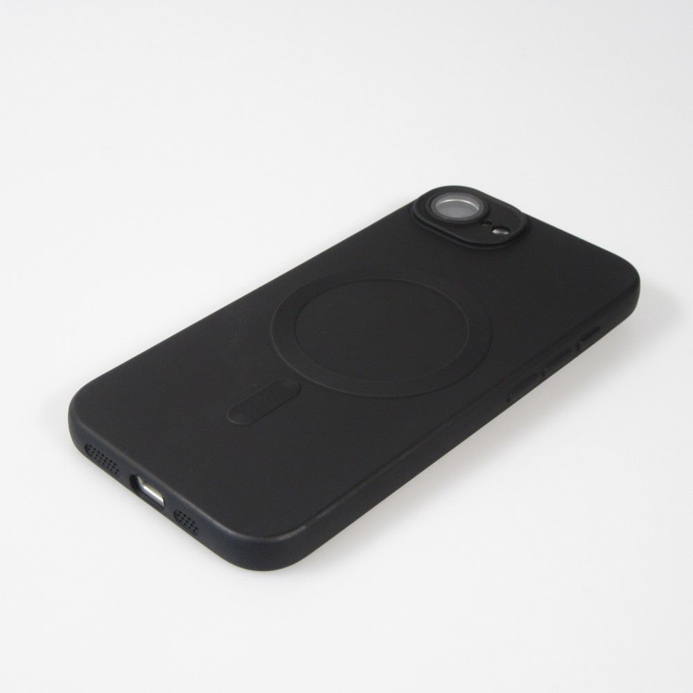 iPhone 16e Case Hülle - Gummi weich mit Kameraschutzglas MagSafe - Schwarz