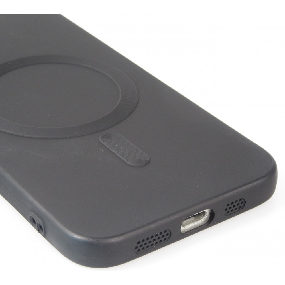 iPhone 16e Case Hülle - Gummi weich mit Kameraschutzglas MagSafe - Schwarz