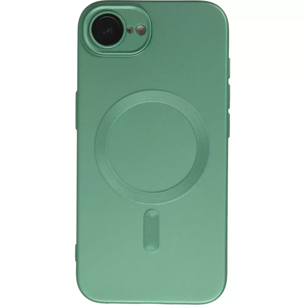 Coque iPhone 16e - Gel souple avec vitre de protection cam&eacute;ra MagSafe - Vert