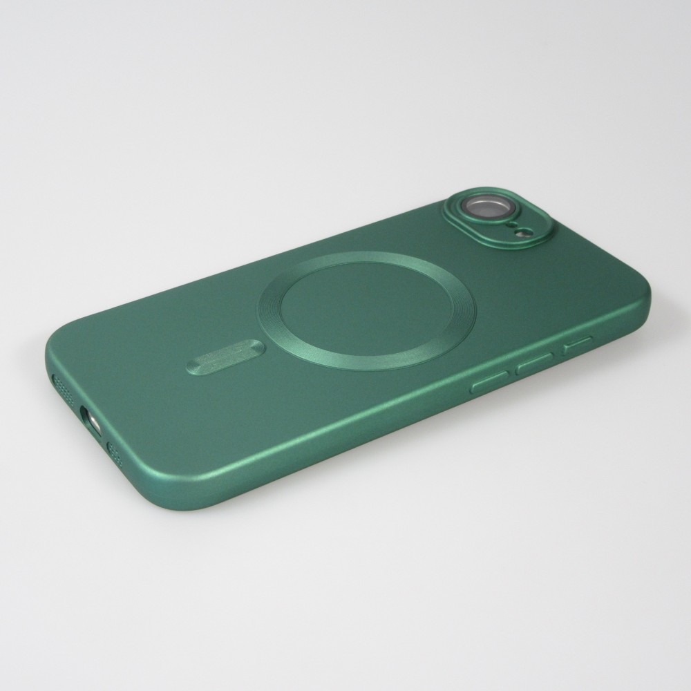 iPhone 16e Case Hülle - Gummi weich mit Kameraschutzglas MagSafe - Grün