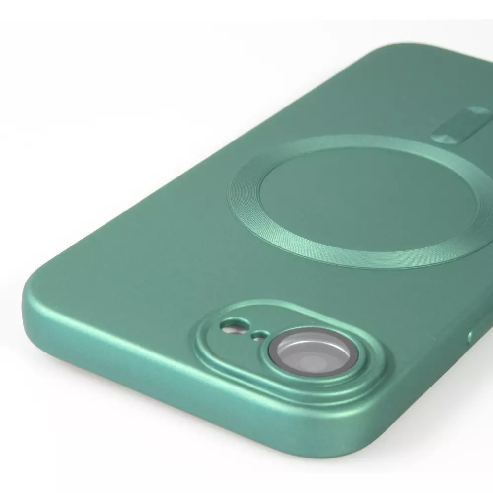 Coque iPhone 16e - Gel souple avec vitre de protection cam&eacute;ra MagSafe - Vert