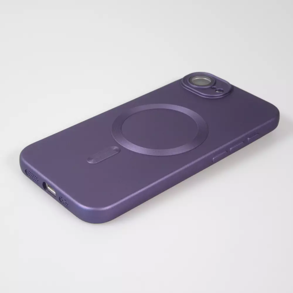 Coque iPhone 16e - Gel souple avec vitre de protection cam&eacute;ra MagSafe - Violet