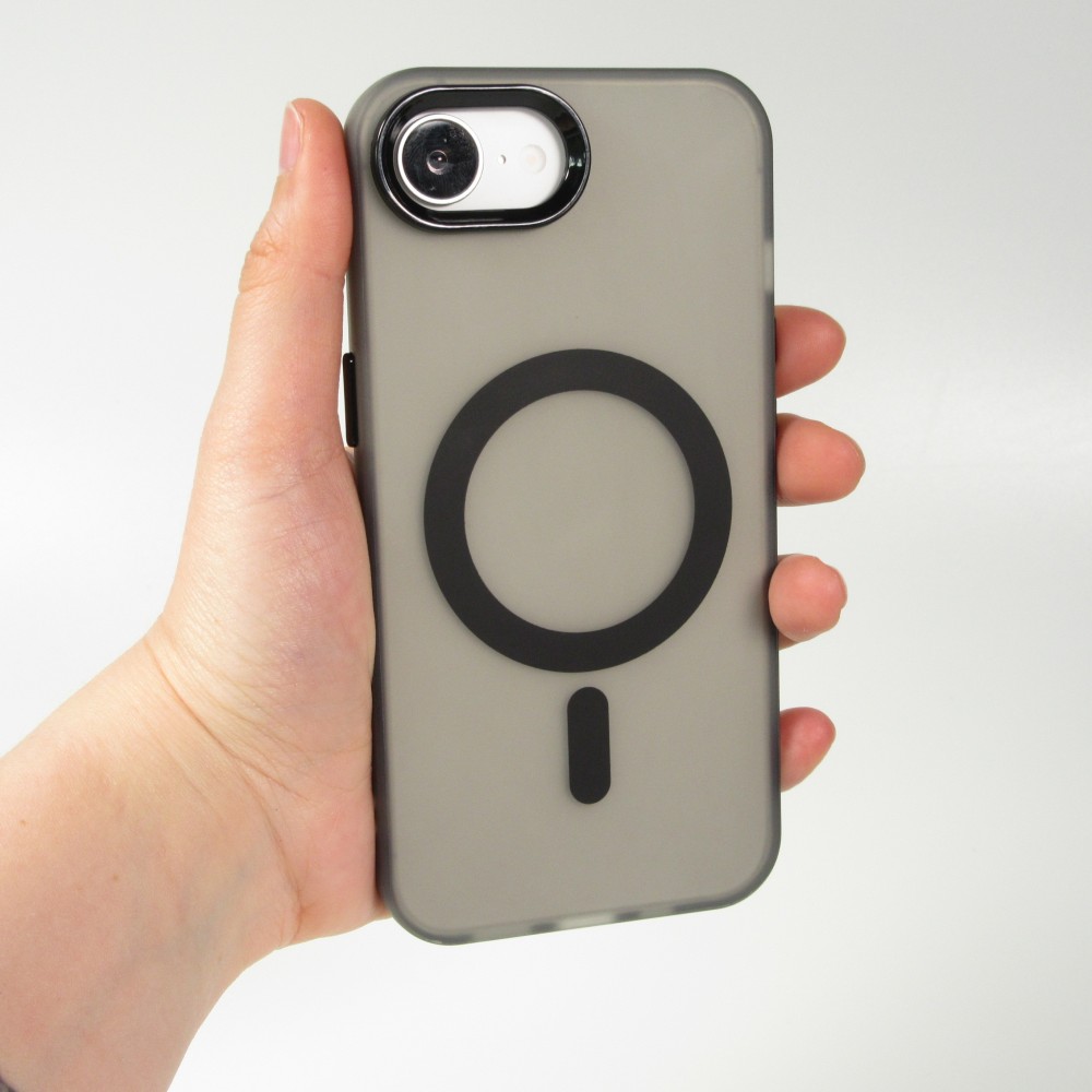 Coque iPhone 16e - Jelly Color semi-transparent avec MagSafe - Noir