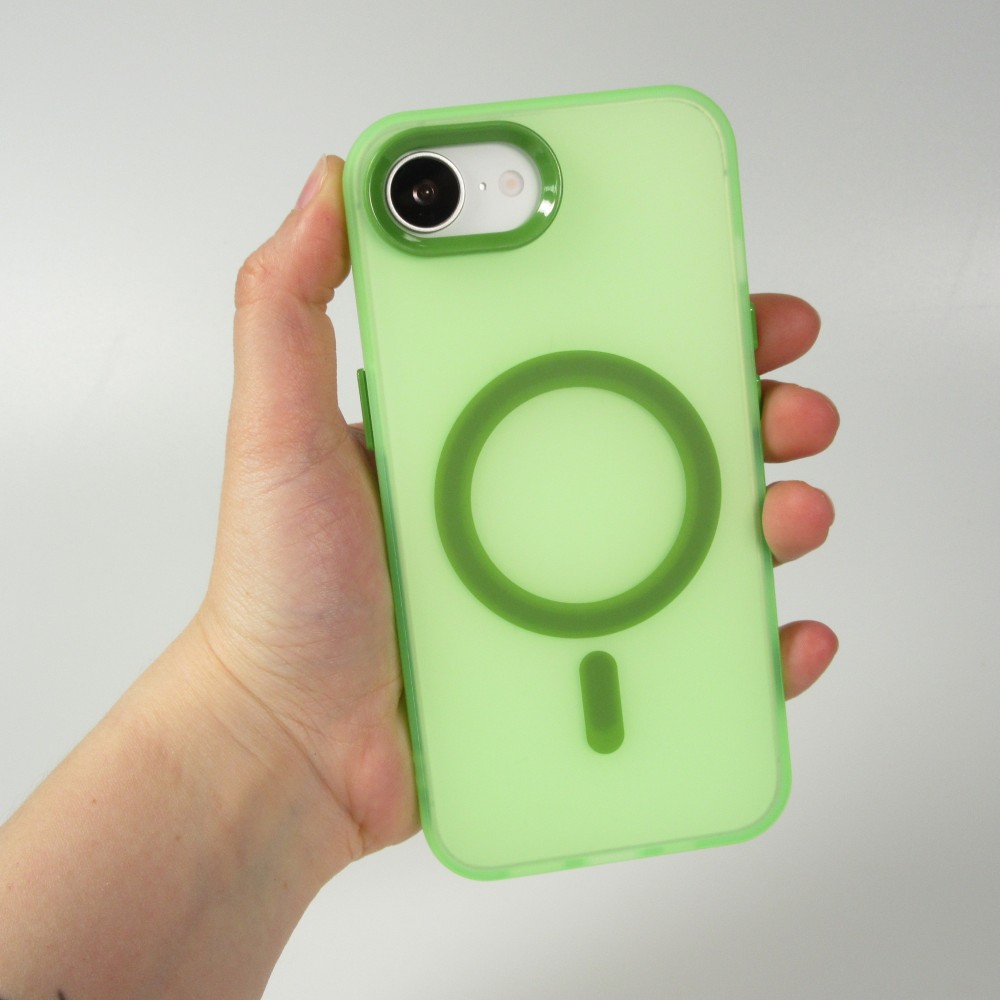 Coque iPhone 16e - Jelly Color semi-transparent avec MagSafe - Vert