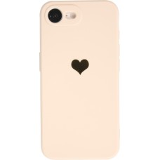 Coque iPhone 16e - Silicone Mat Coeur doré - Beige