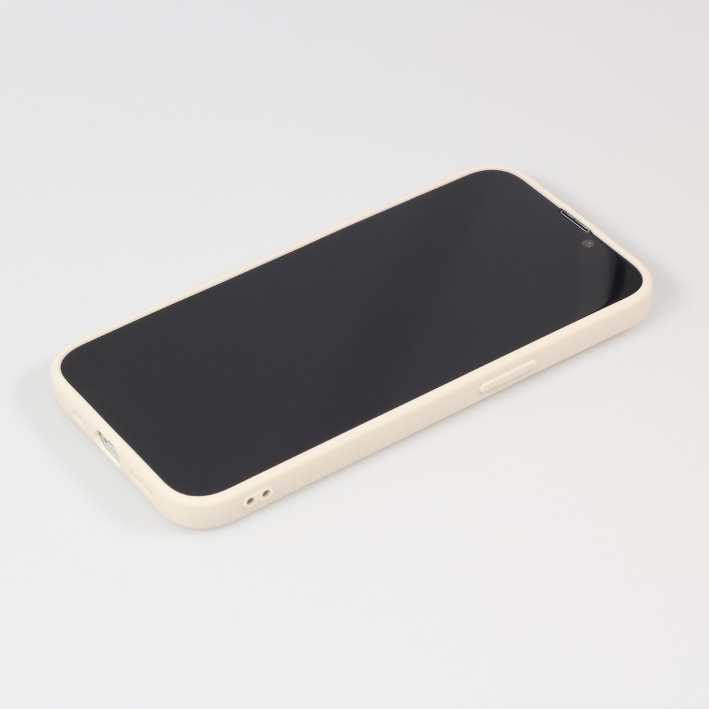 Coque iPhone 16e - Silicone Mat Coeur doré - Beige