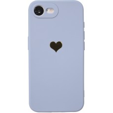 Coque iPhone 17e / 16e - Silicone Mat Coeur doré - Bleu