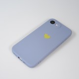 Coque iPhone 17e / 16e - Silicone Mat Coeur doré - Bleu