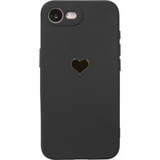 iPhone 16e Case Hülle - Silikon Mat Herz gold - Schwarz