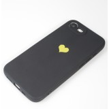 iPhone 16e Case Hülle - Silikon Mat Herz gold - Schwarz