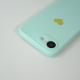 Coque iPhone 17e / 16e - Silicone Mat Coeur doré - Turquoise