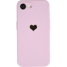 Coque iPhone 16e - Silicone Mat Coeur doré - Violet