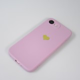 Coque iPhone 16e - Silicone Mat Coeur doré - Violet