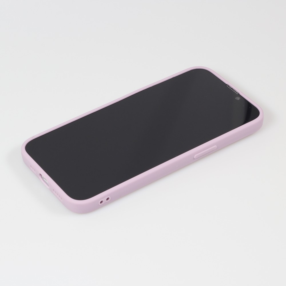 Coque iPhone 16e - Silicone Mat Coeur doré - Violet