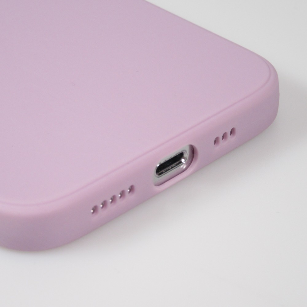 Coque iPhone 16e - Silicone Mat Coeur doré - Violet