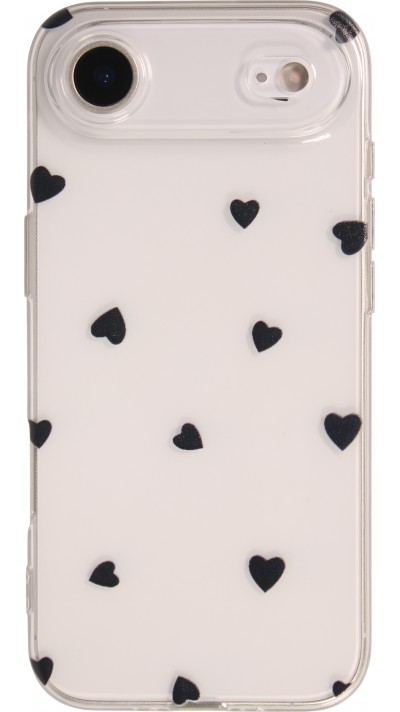 Coque iPhone Air - Gel petit coeur transparent - Noir