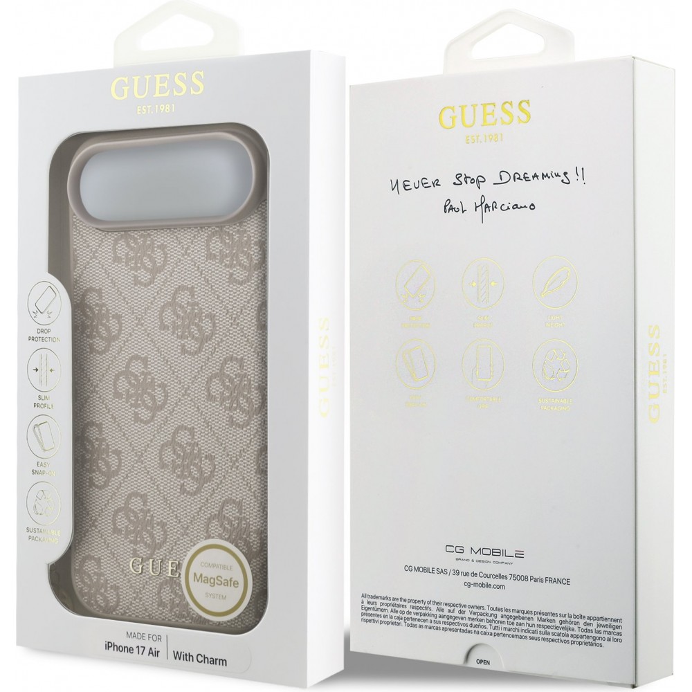 Coque iPhone 17 Air - Guess 4G charm protection élégante design raffiné accessoire tendance - Rose