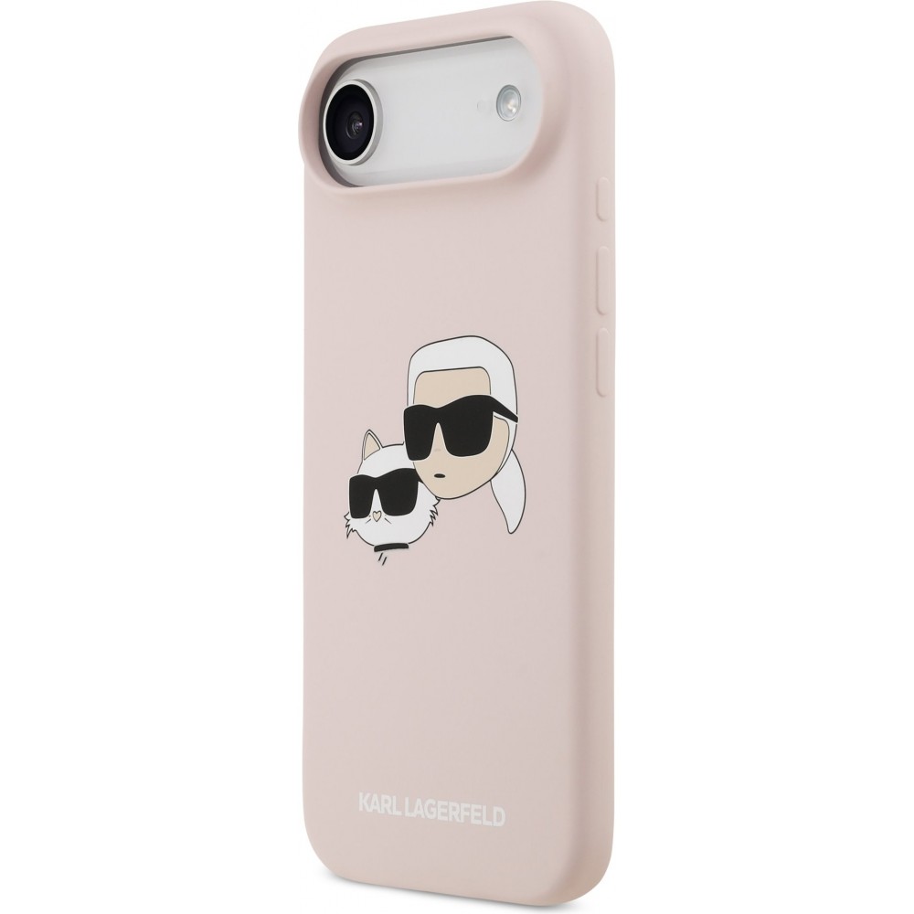iPhone 17 Air Case Hülle - Karl Lagerfeld Liquid aus Silikon mit Karl- und Choupette-Design, kompatibel mit MagSafe - Rosa
