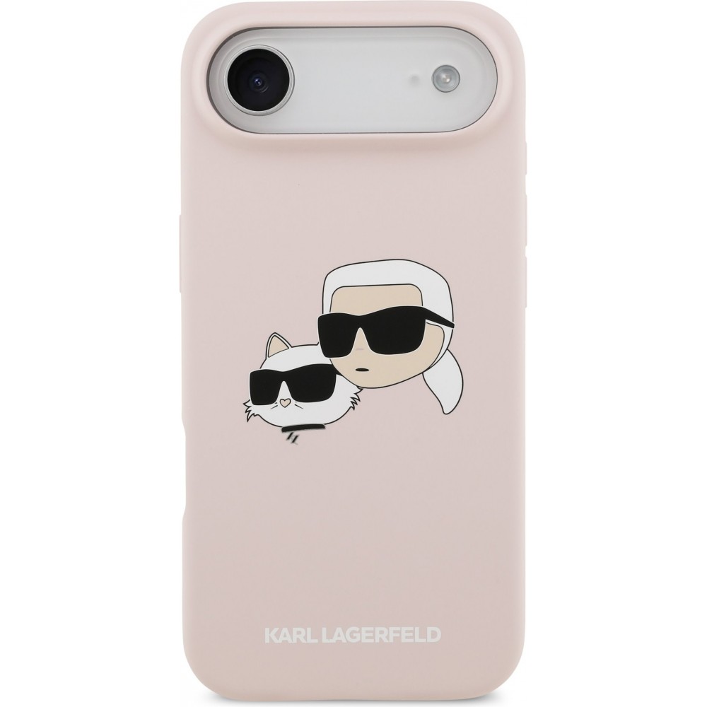 iPhone 17 Air Case Hülle - Karl Lagerfeld Liquid aus Silikon mit Karl- und Choupette-Design, kompatibel mit MagSafe - Rosa