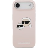 iPhone 17 Air Case Hülle - Karl Lagerfeld Liquid aus Silikon mit Karl- und Choupette-Design, kompatibel mit MagSafe - Rosa