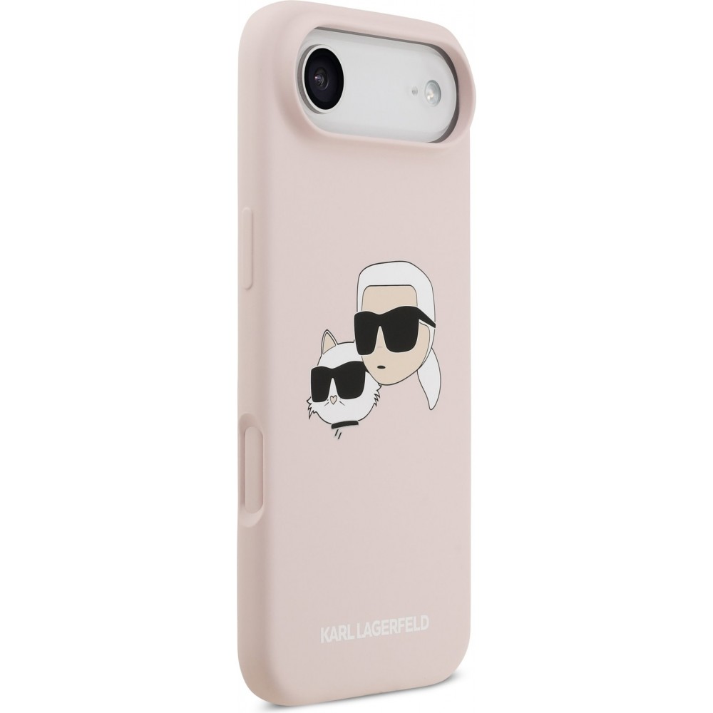 iPhone 17 Air Case Hülle - Karl Lagerfeld Liquid aus Silikon mit Karl- und Choupette-Design, kompatibel mit MagSafe - Rosa