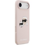 iPhone 17 Air Case Hülle - Karl Lagerfeld Liquid aus Silikon mit Karl- und Choupette-Design, kompatibel mit MagSafe - Rosa
