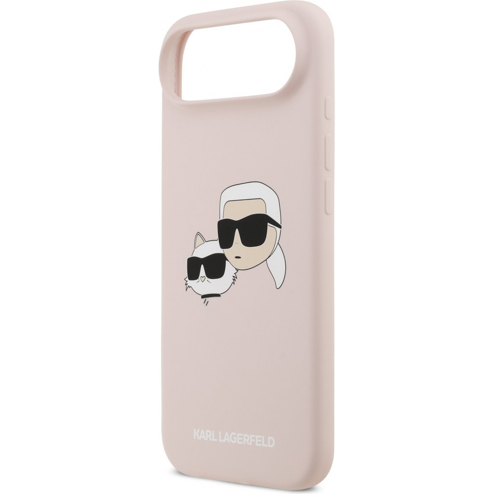 iPhone 17 Air Case Hülle - Karl Lagerfeld Liquid aus Silikon mit Karl- und Choupette-Design, kompatibel mit MagSafe - Rosa