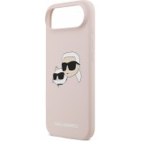 iPhone 17 Air Case Hülle - Karl Lagerfeld Liquid aus Silikon mit Karl- und Choupette-Design, kompatibel mit MagSafe - Rosa