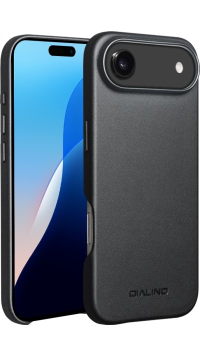 Coque iPhone Air - Qialino cuir véritable (compatible MagSafe) - Noir