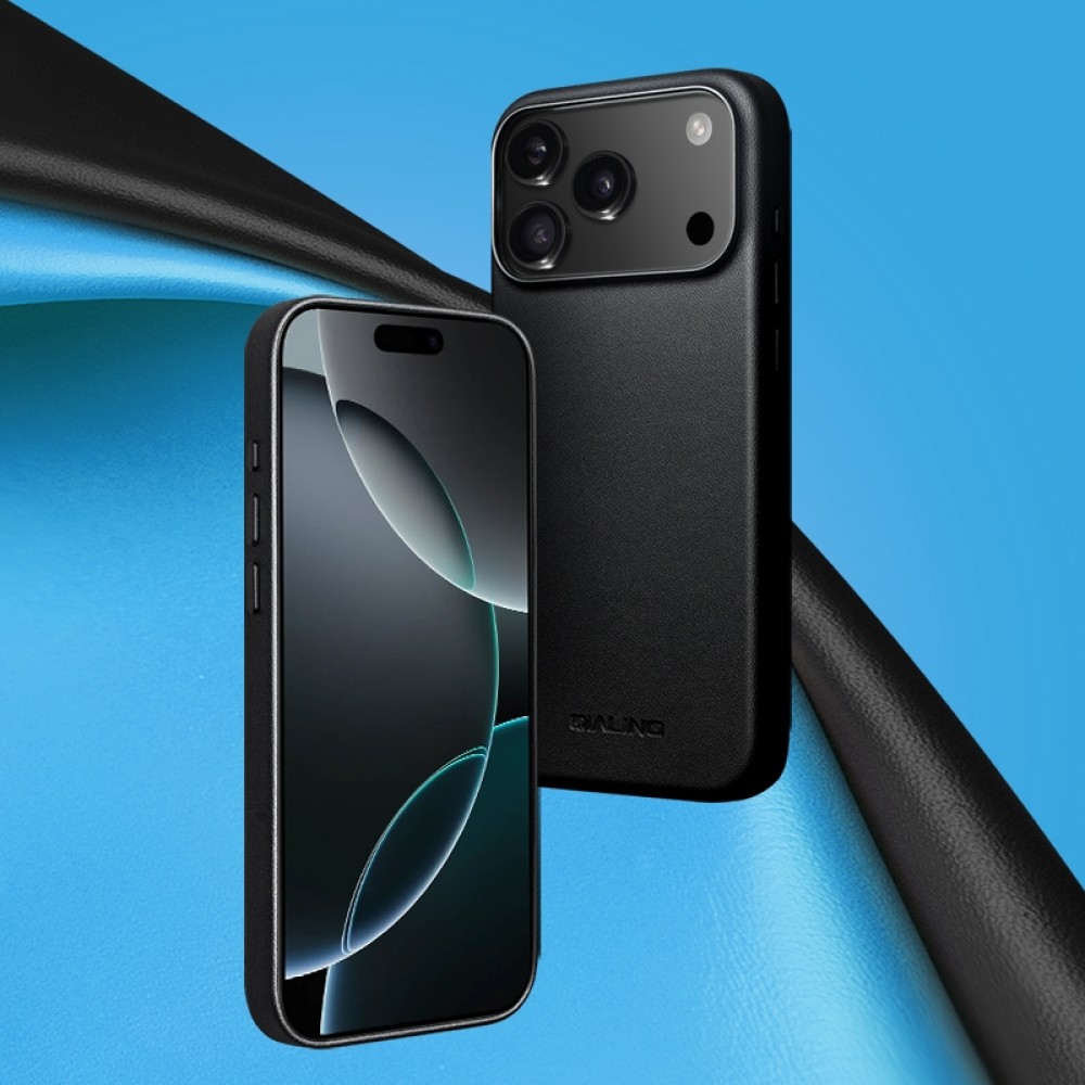 Coque iPhone Air - Qialino cuir véritable (compatible MagSafe) - Noir