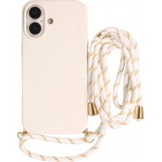 iPhone 17 Case Hülle - Bio Eco-Friendly Vegan mit Handykette Necklace - Weiss