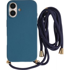 iPhone 17 Case Hülle - Bio Eco-Friendly Vegan mit Handykette Necklace blau