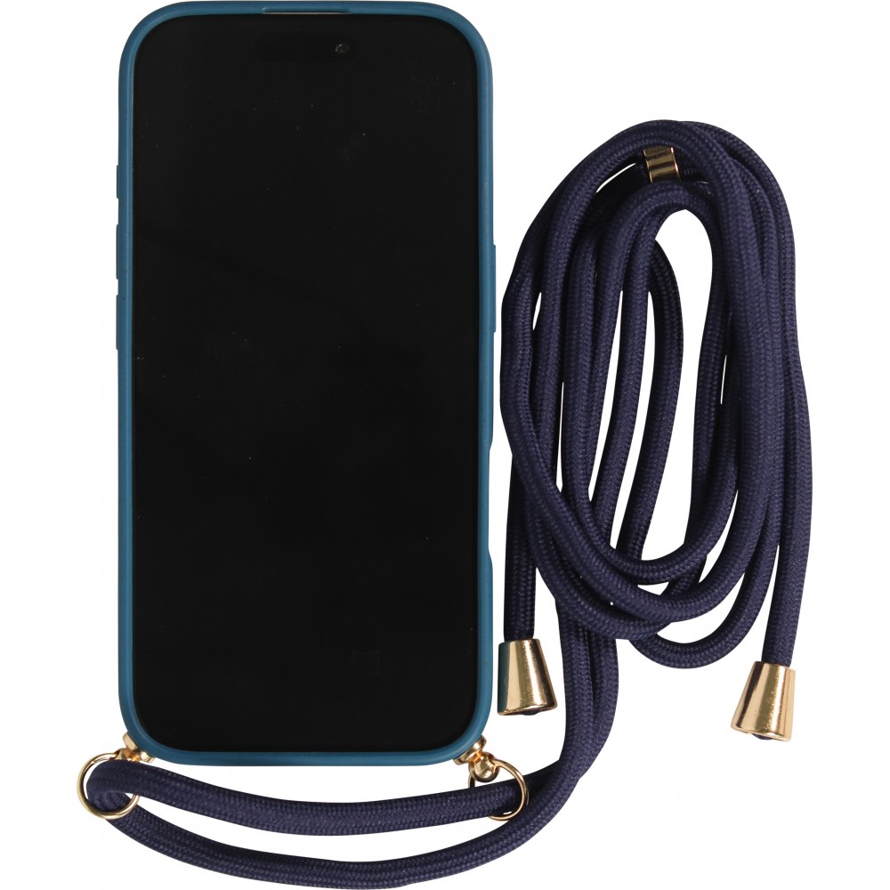 iPhone 17 Case Hülle - Bio Eco-Friendly Vegan mit Handykette Necklace blau