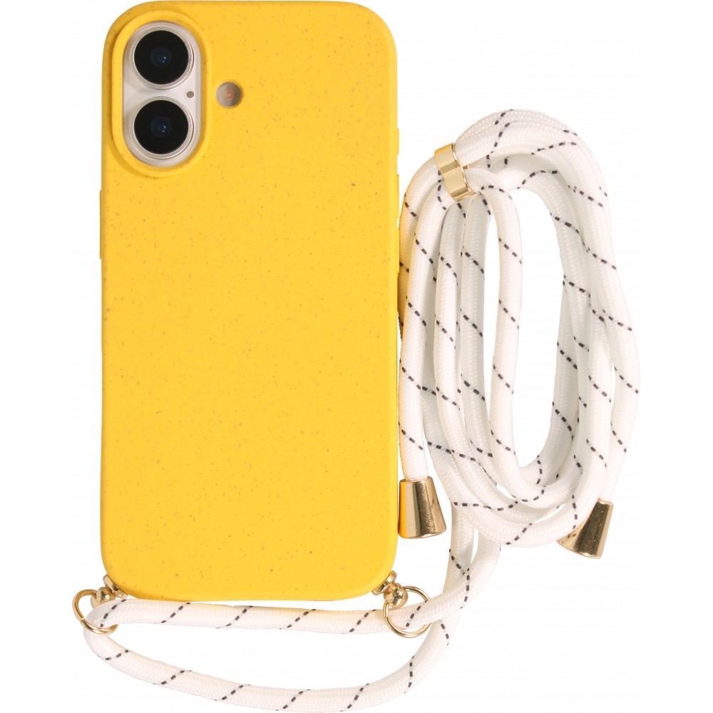 iPhone 17 Case Hülle - Bio Eco-Friendly Vegan mit Handykette Necklace - Gelb