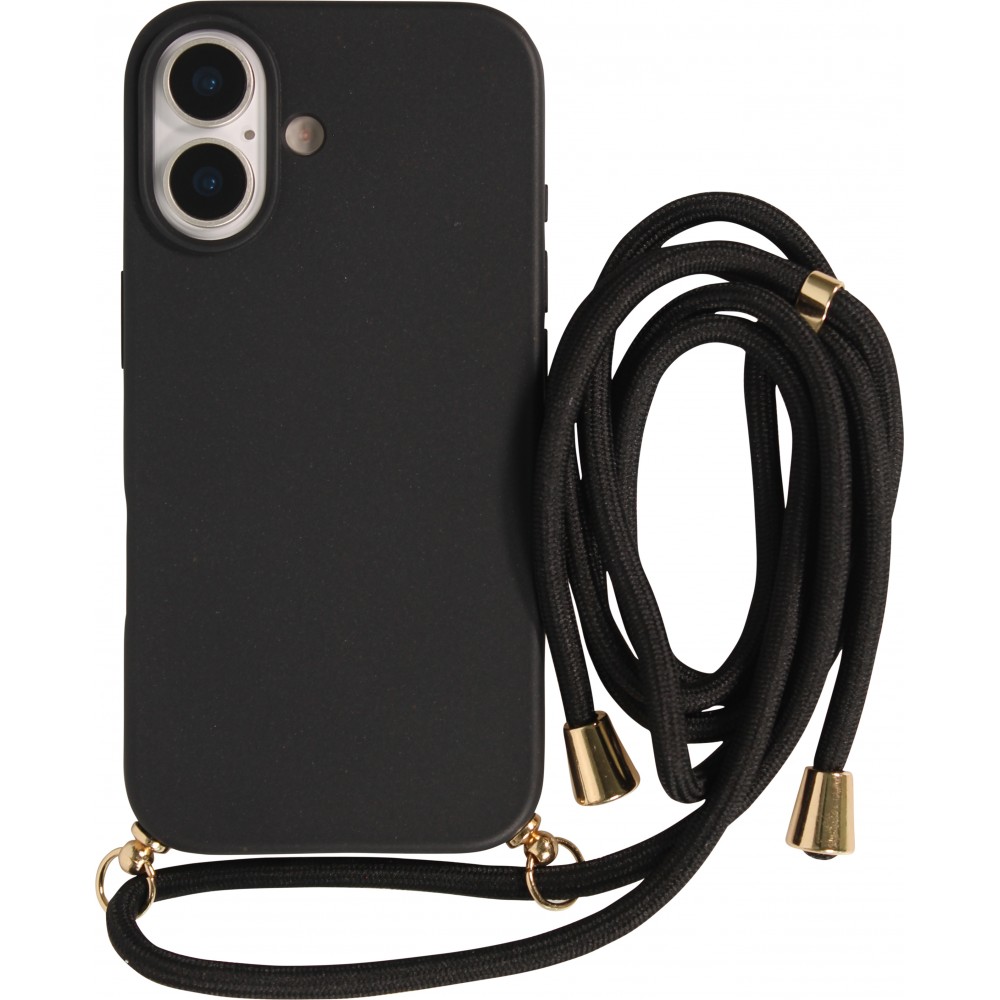 Coque iPhone 17 - Bio Eco-Friendly nature avec cordon collier - Noir