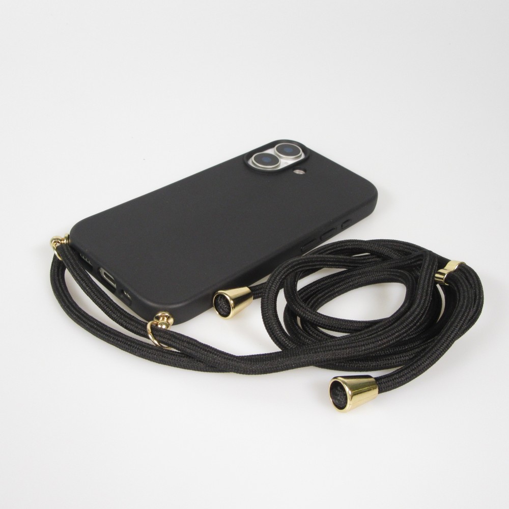 Coque iPhone 17 - Bio Eco-Friendly nature avec cordon collier - Noir