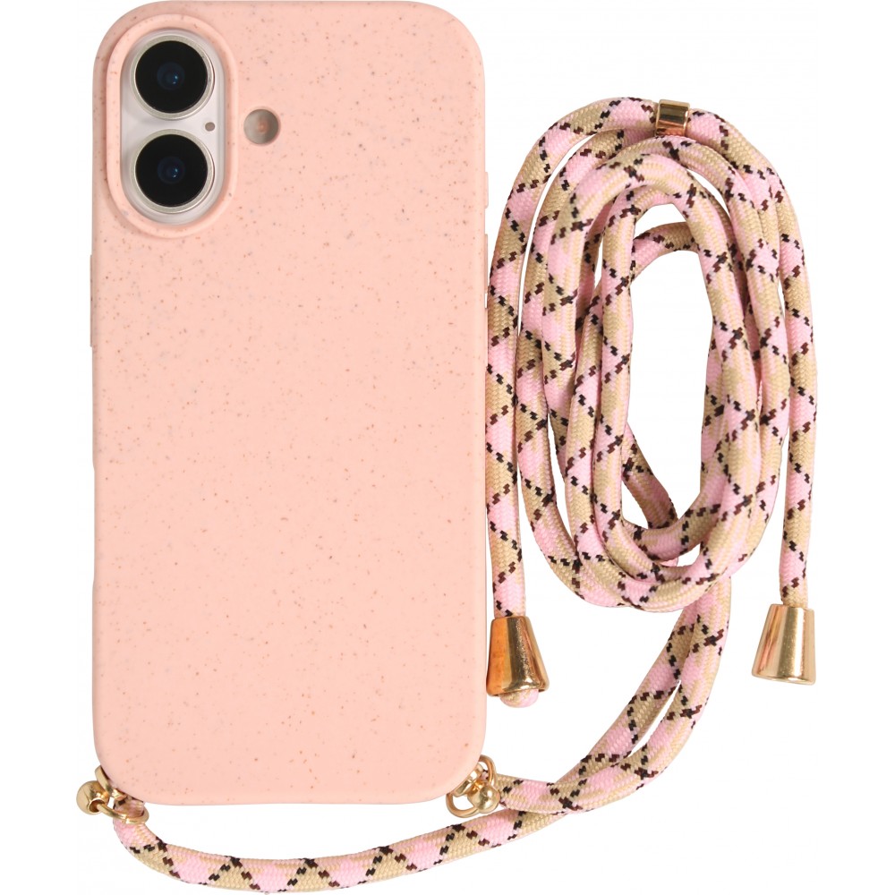 iPhone 17 Case Hülle - Bio Eco-Friendly Vegan mit Handykette Necklace - Rosa