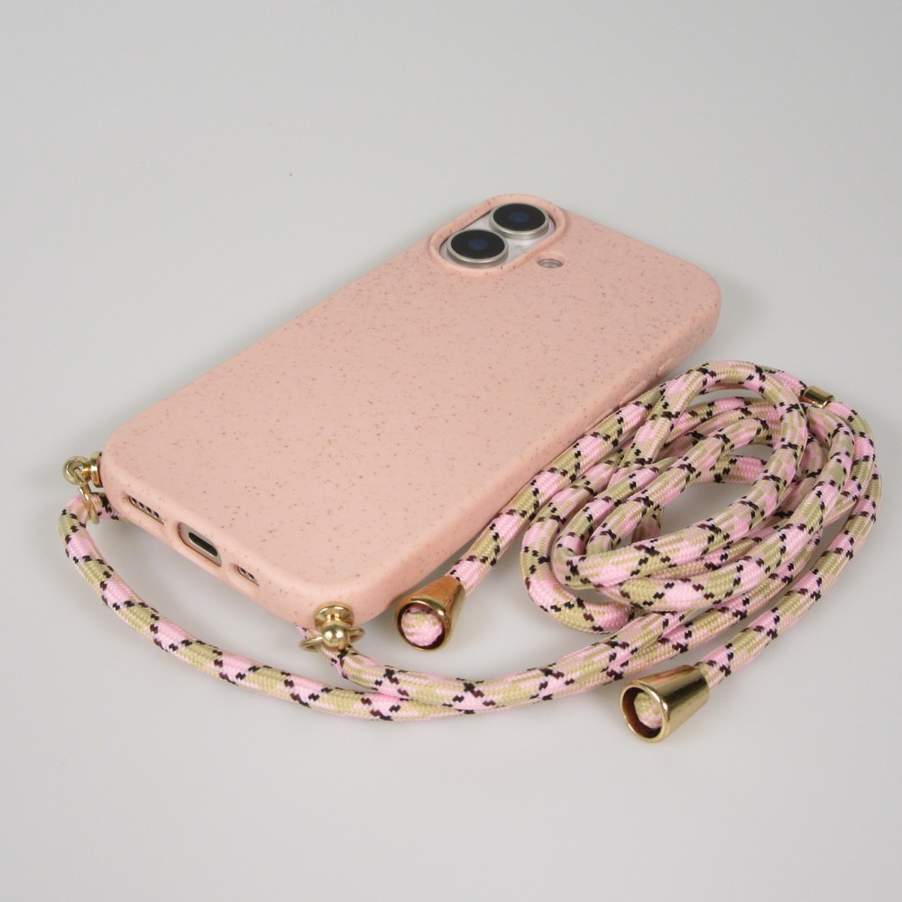 iPhone 17 Case Hülle - Bio Eco-Friendly Vegan mit Handykette Necklace - Rosa