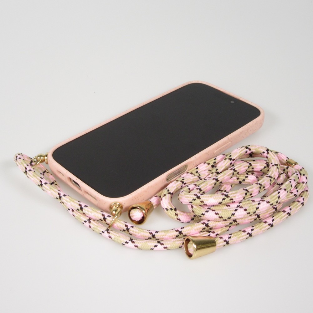iPhone 17 Case Hülle - Bio Eco-Friendly Vegan mit Handykette Necklace - Rosa