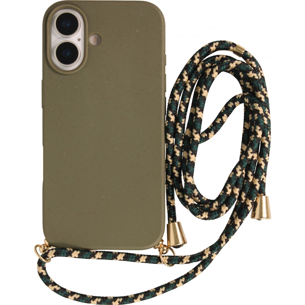 Coque iPhone 17 - Bio Eco-Friendly nature avec cordon collier - Vert foncé