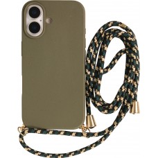 Coque iPhone 17 - Bio Eco-Friendly nature avec cordon collier - Vert foncé