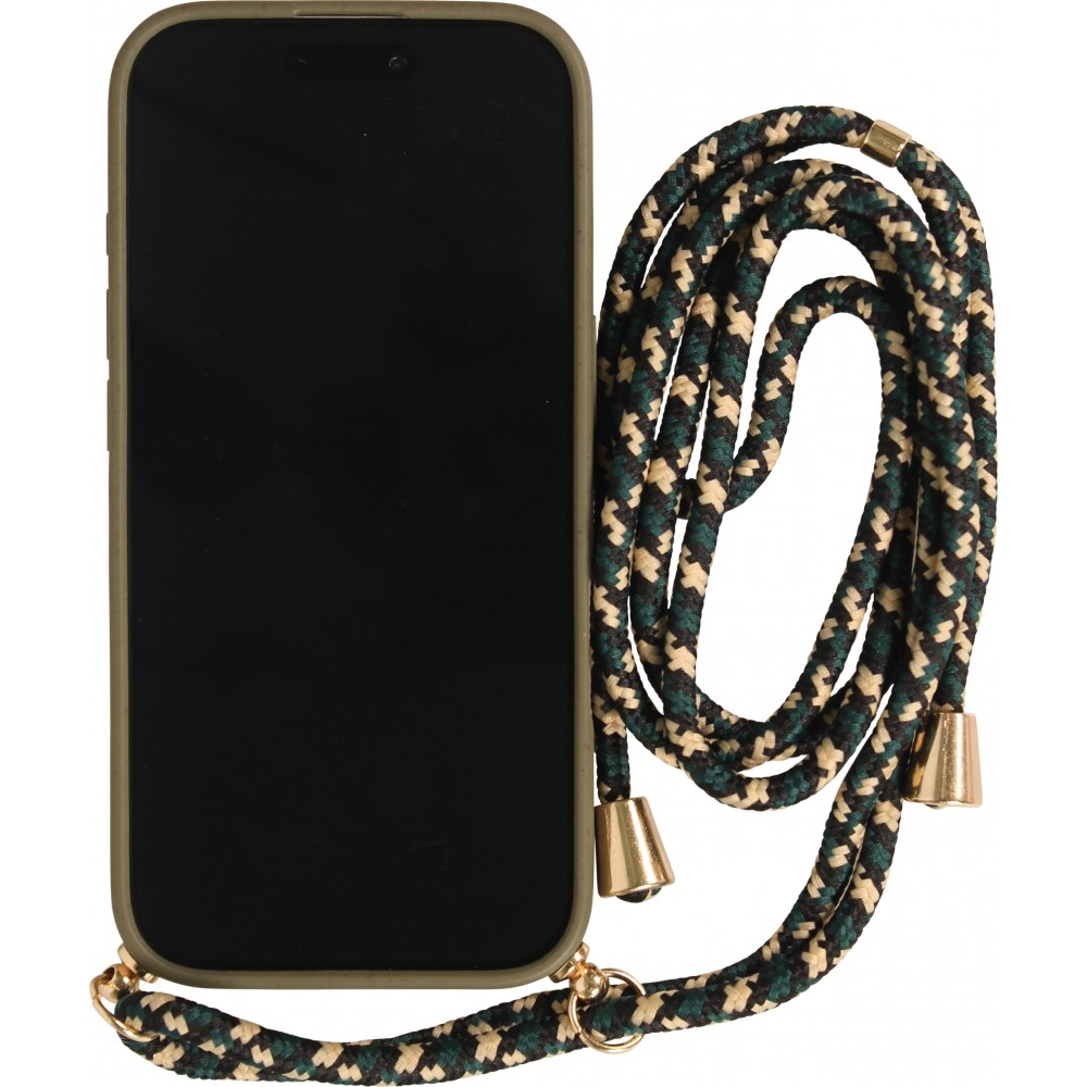 Coque iPhone 17 - Bio Eco-Friendly nature avec cordon collier - Vert foncé