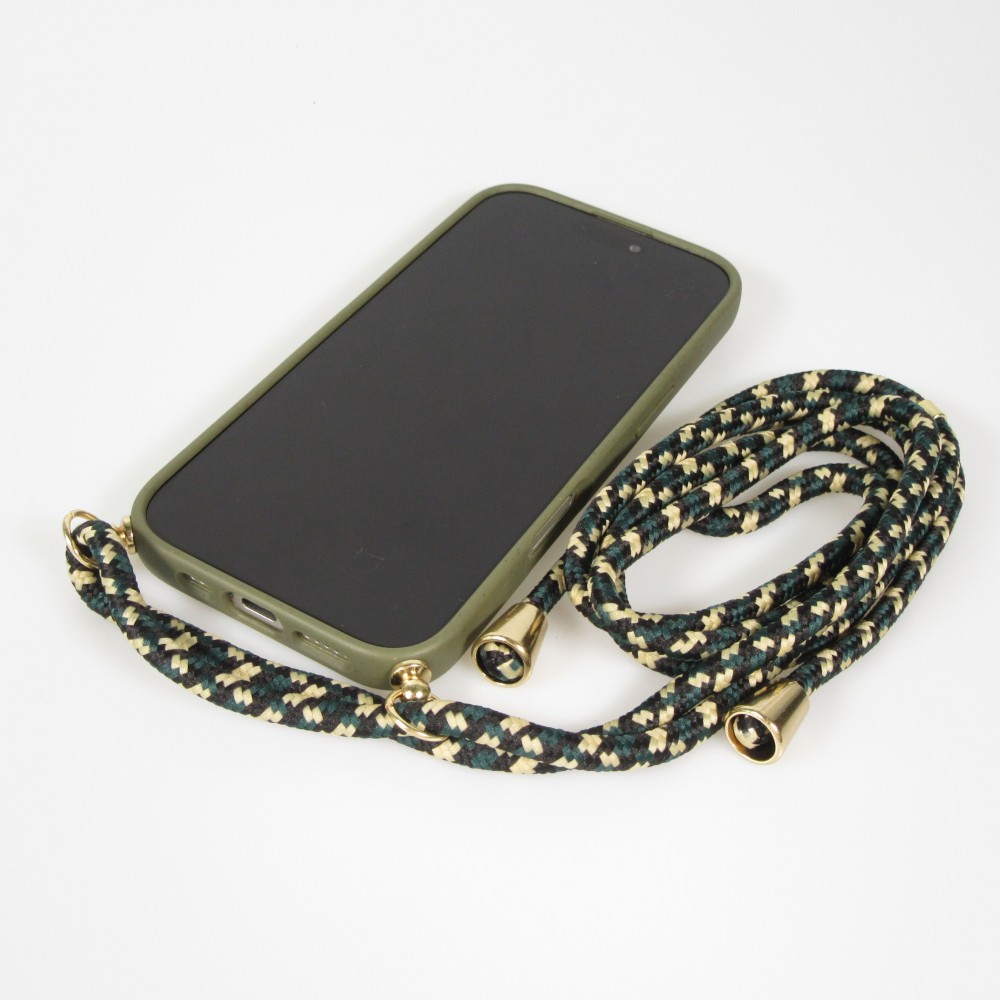 Coque iPhone 17 - Bio Eco-Friendly nature avec cordon collier - Vert foncé