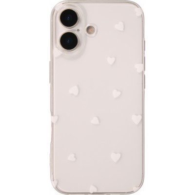Coque iPhone 17 - Gel petit coeur transparent - Blanc