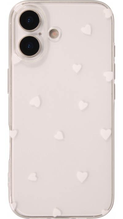Coque iPhone 17 - Gel petit coeur transparent - Blanc