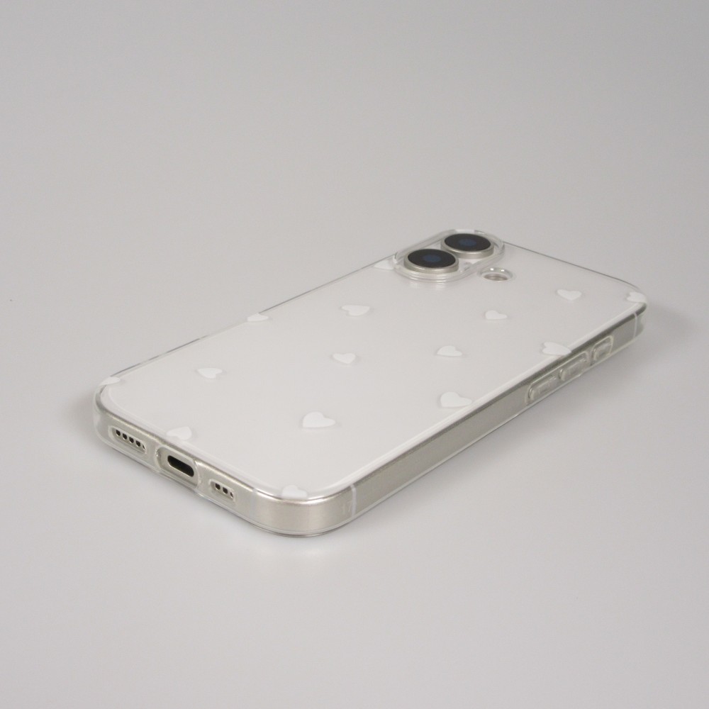 Coque iPhone 17 - Gel petit coeur transparent - Blanc