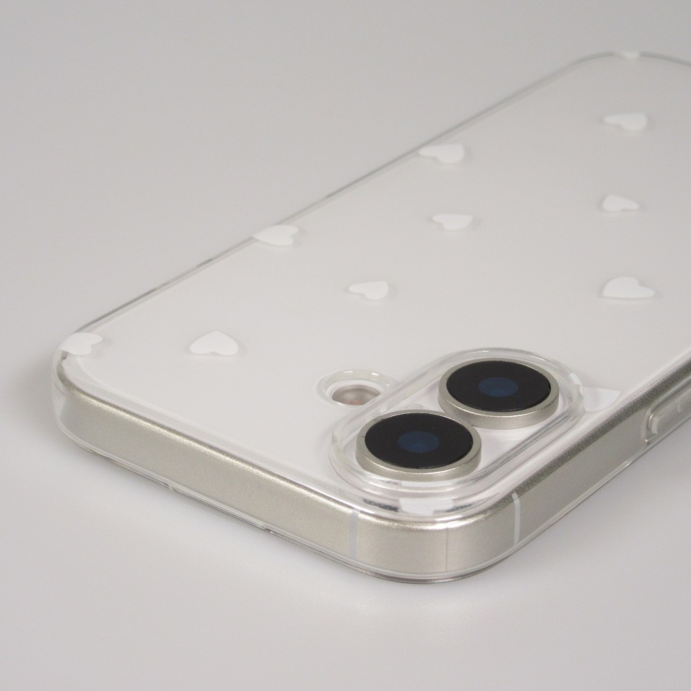 Coque iPhone 17 - Gel petit coeur transparent - Blanc