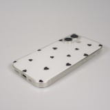 Coque iPhone 17 - Gel petit coeur transparent - Noir