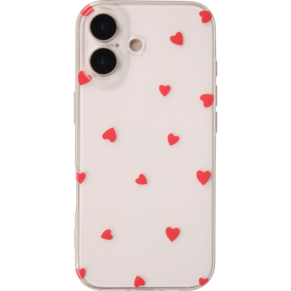 Coque iPhone 17 - Gel petit coeur transparent - Rouge