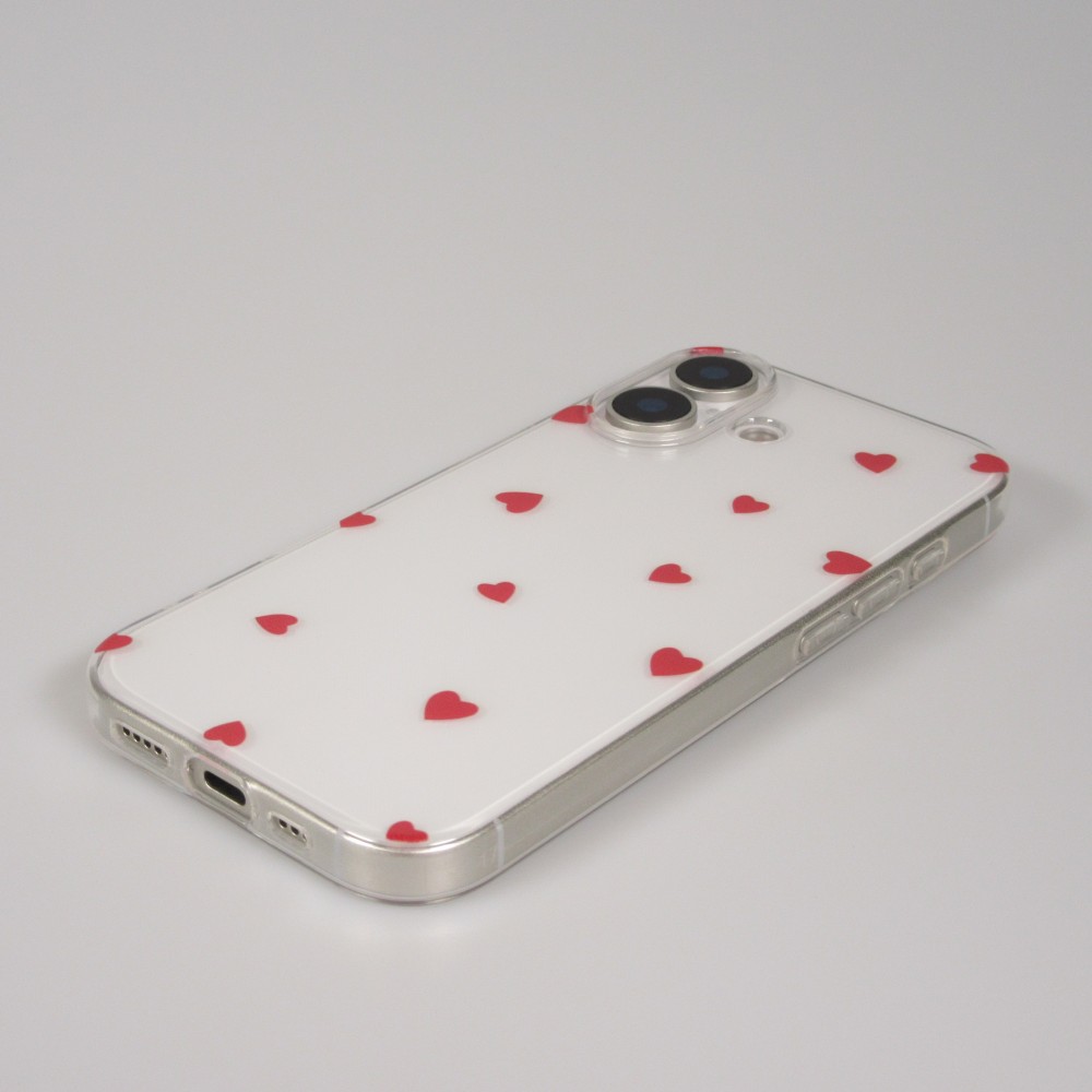 Coque iPhone 17 - Gel petit coeur transparent - Rouge